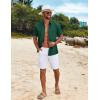 imageCOOFANDY Mens Cuban Guayabera Shirt Short Sleeve Button Down Shirts Summer Beach Vacation ShirtsGreen