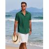 imageCOOFANDY Mens Cuban Guayabera Shirt Short Sleeve Button Down Shirts Summer Beach Vacation ShirtsGreen