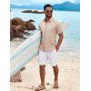 imageCOOFANDY Mens Cuban Guayabera Shirt Short Sleeve Button Down Shirts Summer Beach Vacation ShirtsKhaki