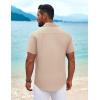 imageCOOFANDY Mens Cuban Guayabera Shirt Short Sleeve Button Down Shirts Summer Beach Vacation ShirtsKhaki