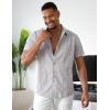 imageCOOFANDY Mens Cuban Guayabera Shirt Short Sleeve Button Down Shirts Summer Beach Vacation ShirtsLight Gray