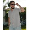 imageCOOFANDY Mens Cuban Guayabera Shirt Short Sleeve Button Down Shirts Summer Beach Vacation ShirtsLight Gray