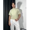 imageCOOFANDY Mens Cuban Guayabera Shirt Short Sleeve Button Down Shirts Summer Beach Vacation ShirtsLight Green