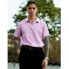 imageCOOFANDY Mens Cuban Guayabera Shirt Short Sleeve Button Down Shirts Summer Beach Vacation ShirtsLight Purple