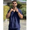 imageCOOFANDY Mens Cuban Guayabera Shirt Short Sleeve Button Down Shirts Summer Beach Vacation ShirtsNavy Blue