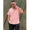 imageCOOFANDY Mens Cuban Guayabera Shirt Short Sleeve Button Down Shirts Summer Beach Vacation ShirtsPink