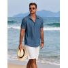 imageCOOFANDY Mens Cuban Guayabera Shirt Short Sleeve Button Down Shirts Summer Beach Vacation ShirtsRoyal Blue