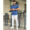 imageCOOFANDY Mens Cuban Guayabera Shirt Short Sleeve Button Down Shirts Summer Beach Vacation ShirtsRoyal Blue