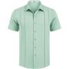 imageCOOFANDY Mens Cuban Guayabera Shirt Short Sleeve Button Down Shirts Summer Beach Vacation ShirtsSage Green