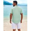 imageCOOFANDY Mens Cuban Guayabera Shirt Short Sleeve Button Down Shirts Summer Beach Vacation ShirtsSage Green