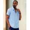imageCOOFANDY Mens Cuban Guayabera Shirt Short Sleeve Button Down Shirts Summer Beach Vacation ShirtsSky Blue