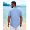 imageCOOFANDY Mens Cuban Guayabera Shirt Short Sleeve Button Down Shirts Summer Beach Vacation ShirtsSky Blue
