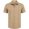imageCOOFANDY Mens Cuban Guayabera Shirt Short Sleeve Button Down Shirts Summer Beach Vacation ShirtsTan