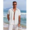 imageCOOFANDY Mens Cuban Guayabera Shirt Short Sleeve Button Down Shirts Summer Beach Vacation ShirtsWhite