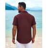 imageCOOFANDY Mens Cuban Guayabera Shirt Short Sleeve Button Down Shirts Summer Beach Vacation ShirtsWine Red