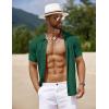 imageCOOFANDY Mens Knit Short Sleeve Shirts Button Down Vintage Knitted Polo Shirt Casual Beach Crochet Cable Vacation ShirtGreen