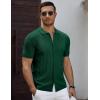 imageCOOFANDY Mens Knit Short Sleeve Shirts Button Down Vintage Knitted Polo Shirt Casual Beach Crochet Cable Vacation ShirtGreen