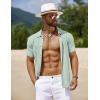 imageCOOFANDY Mens Knit Short Sleeve Shirts Button Down Vintage Knitted Polo Shirt Casual Beach Crochet Cable Vacation ShirtIce Green