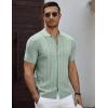 imageCOOFANDY Mens Knit Short Sleeve Shirts Button Down Vintage Knitted Polo Shirt Casual Beach Crochet Cable Vacation ShirtIce Green