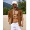 imageCOOFANDY Mens Knit Short Sleeve Shirts Button Down Vintage Knitted Polo Shirt Casual Beach Crochet Cable Vacation ShirtLight Brown