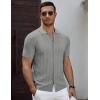 imageCOOFANDY Mens Knit Short Sleeve Shirts Button Down Vintage Knitted Polo Shirt Casual Beach Crochet Cable Vacation ShirtLight Gray