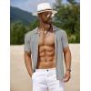 imageCOOFANDY Mens Knit Short Sleeve Shirts Button Down Vintage Knitted Polo Shirt Casual Beach Crochet Cable Vacation ShirtLight Gray