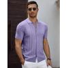 imageCOOFANDY Mens Knit Short Sleeve Shirts Button Down Vintage Knitted Polo Shirt Casual Beach Crochet Cable Vacation ShirtLilac Purple