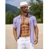 imageCOOFANDY Mens Knit Short Sleeve Shirts Button Down Vintage Knitted Polo Shirt Casual Beach Crochet Cable Vacation ShirtLilac Purple