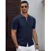 imageCOOFANDY Mens Knit Short Sleeve Shirts Button Down Vintage Knitted Polo Shirt Casual Beach Crochet Cable Vacation ShirtNavy Blue