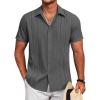 imageCOOFANDY Mens Cuban Guayabera Shirt Short Sleeve Button Down Shirts Summer Beach Vacation ShirtsGray