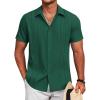 imageCOOFANDY Mens Cuban Guayabera Shirt Short Sleeve Button Down Shirts Summer Beach Vacation ShirtsGreen
