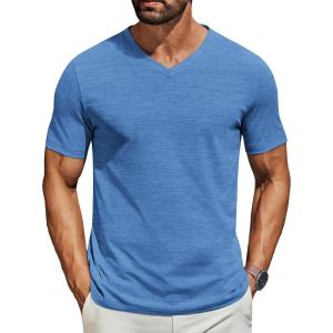 imageCOOFANDY Mens T Shirts Short Sleeve Classic V Neck TShirt Casual Summer Basic Tee ShirtBlue