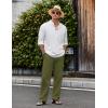 imageCOOFANDY Mens Casual Cotton Pants Elastic Waist Drawstring Linen Beach Summer Pants Lightweight Yoga TrousersArmy Green
