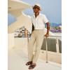imageCOOFANDY Mens Casual Cotton Pants Elastic Waist Drawstring Linen Beach Summer Pants Lightweight Yoga TrousersBeige