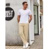 imageCOOFANDY Mens Casual Cotton Pants Elastic Waist Drawstring Linen Beach Summer Pants Lightweight Yoga TrousersBeige