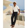 imageCOOFANDY Mens Casual Cotton Pants Elastic Waist Drawstring Linen Beach Summer Pants Lightweight Yoga TrousersBlack