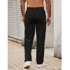 imageCOOFANDY Mens Casual Cotton Pants Elastic Waist Drawstring Linen Beach Summer Pants Lightweight Yoga TrousersBlack