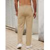imageCOOFANDY Mens Casual Cotton Pants Elastic Waist Drawstring Linen Beach Summer Pants Lightweight Yoga TrousersKhaki
