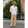 imageCOOFANDY Mens Casual Cotton Pants Elastic Waist Drawstring Linen Beach Summer Pants Lightweight Yoga TrousersKhaki