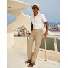 imageCOOFANDY Mens Casual Cotton Pants Elastic Waist Drawstring Linen Beach Summer Pants Lightweight Yoga TrousersKhaki