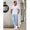 imageCOOFANDY Mens Casual Cotton Pants Elastic Waist Drawstring Linen Beach Summer Pants Lightweight Yoga TrousersLight Blue