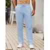 imageCOOFANDY Mens Casual Cotton Pants Elastic Waist Drawstring Linen Beach Summer Pants Lightweight Yoga TrousersLight Blue