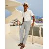 imageCOOFANDY Mens Casual Cotton Pants Elastic Waist Drawstring Linen Beach Summer Pants Lightweight Yoga TrousersLight Grey