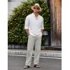 imageCOOFANDY Mens Casual Cotton Pants Elastic Waist Drawstring Linen Beach Summer Pants Lightweight Yoga TrousersLight Grey