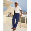 imageCOOFANDY Mens Casual Cotton Pants Elastic Waist Drawstring Linen Beach Summer Pants Lightweight Yoga TrousersNavy Blue