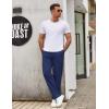 imageCOOFANDY Mens Casual Cotton Pants Elastic Waist Drawstring Linen Beach Summer Pants Lightweight Yoga TrousersNavy Blue