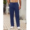 imageCOOFANDY Mens Casual Cotton Pants Elastic Waist Drawstring Linen Beach Summer Pants Lightweight Yoga TrousersNavy Blue