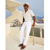 imageCOOFANDY Mens Casual Cotton Pants Elastic Waist Drawstring Linen Beach Summer Pants Lightweight Yoga TrousersWhite