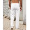 imageCOOFANDY Mens Casual Cotton Pants Elastic Waist Drawstring Linen Beach Summer Pants Lightweight Yoga TrousersWhite