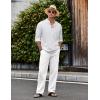 imageCOOFANDY Mens Casual Cotton Pants Elastic Waist Drawstring Linen Beach Summer Pants Lightweight Yoga TrousersWhite